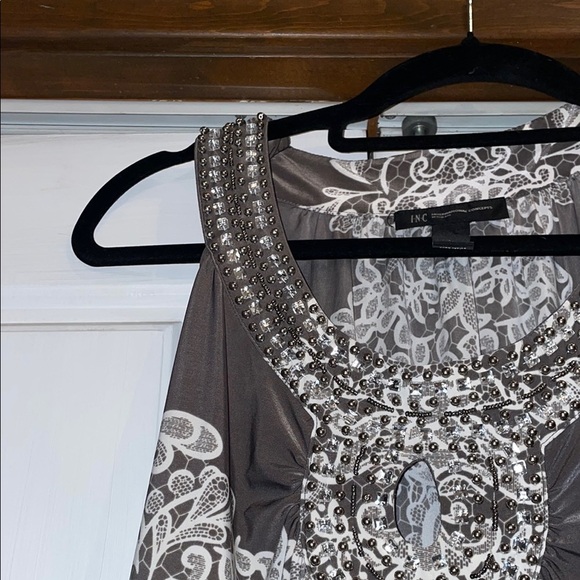 INC International Concepts Embellished Black and White Tank Top - Picture 3 of 8